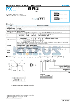 UPX1A222MHD datasheet - ALUMINUM ELECTROLYTIC CAPACITORS