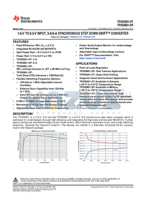 TPS50301-HT datasheet - 1.6-V TO 6.3-V INPUT, 3-A/6-A SYNCHRONOUS STEP DOWN SWIFT CONVERTER