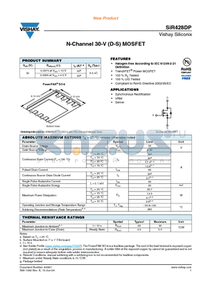 SIR428DP datasheet - N-Channel 30-V (D-S) MOSFET