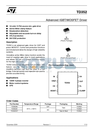 TD352 datasheet - Advanced IGBT/MOSFET Driver