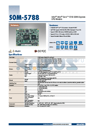 SOM-5788FG-S4A1E datasheet - Intel^ Intel^ Core i7/i5 COM-Express CPU Module