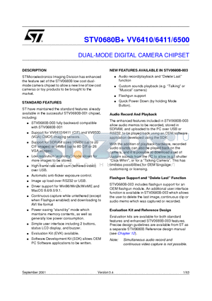 VV6410C036 datasheet - DUAL-MODE DIGITAL CAMERA CHIPSET