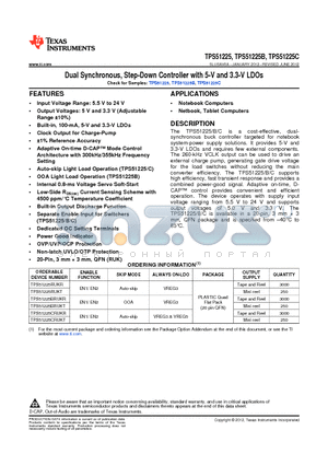 TPS51225C datasheet - Dual Synchronous, Step-Down Controller with 5-V and 3.3-V LDOs