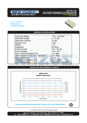 VVA-2H-1.9G datasheet - VOLTAGE VARIABLE ATTENUATOR