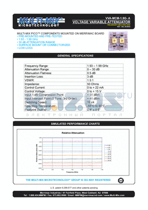 VVA-MCM-1.9G-A datasheet - VOLTAGE VARIABLE ATTENUATOR