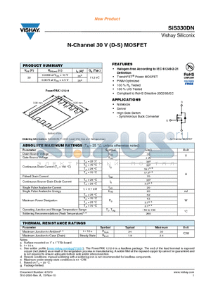 SIS330DN datasheet - N-Channel 30 V (D-S) MOSFET