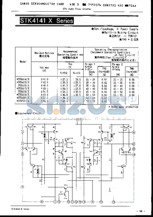 STK4191X datasheet - 2ch./1packge, - Power Supply Built-in Muting Circuit 25W/ch. ~ 70W/ch. THD=0.02%