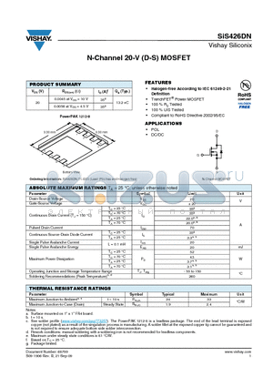 SIS426DN-T1-GE3 datasheet - N-Channel 20-V (D-S) MOSFET