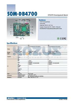 SOM-DB4700 datasheet - ETX/XTX Development Board