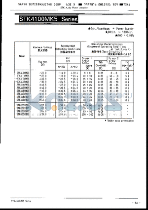 STK4210MK5 datasheet - 2ch./1packge, - Power Supply 6W/ch. ~ 100W/ch. THD=0.08%