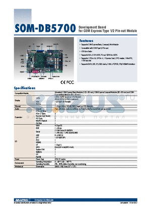 SOM-DB5700G-U0A2E datasheet - Development Board for COM Express Type 1/2 Pin-out Module