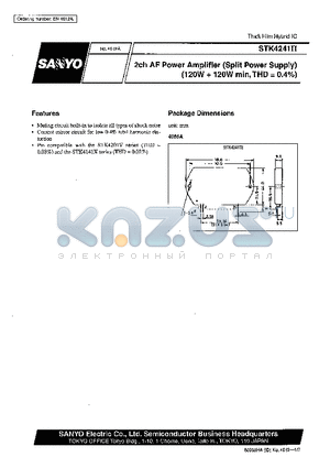 STK4241 datasheet - 2ch AF Power Amplifier (Split Power Supply) (120W  120W min, THD = 0.4%)