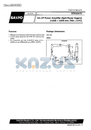 STK4241II datasheet - 2ch AF Power Amplifier (Split Power Supply) (120W  120W min, THD = 0.4%)
