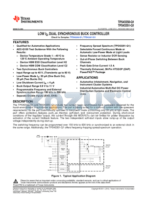 TPS43350QDAPRQ1 datasheet - LOW IQ, DUAL SYNCHRONOUS BUCK CONTROLLER