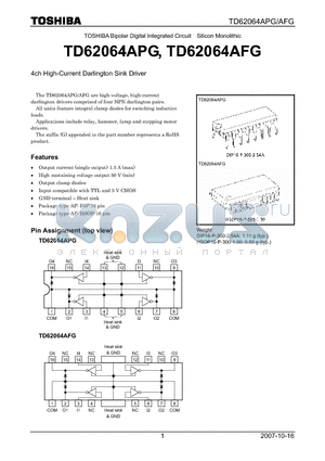 TD62064AFG datasheet - 4ch High-Current Darlington Sink Driver