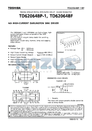 TD62064BP-1 datasheet - 4CH HIGH-CURRENT DARLINGTON SINK DRIVER