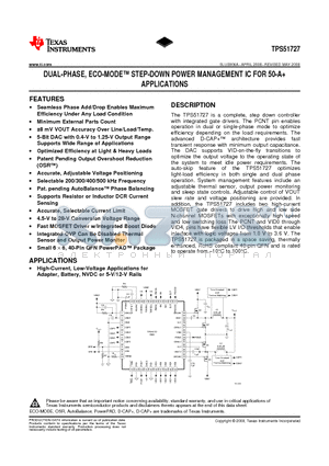 TPS51727 datasheet - DUAL-PHASE, ECO-MODE STEP-DOWN POWER MANAGEMENT IC FOR 50-A APPLICATIONS