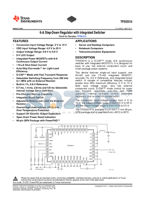 TPS53314RGFT datasheet - 6-A Step-Down Regulator with Integrated Switcher