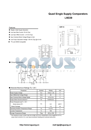 SOP-14 datasheet - Quad Single Supply Comparators