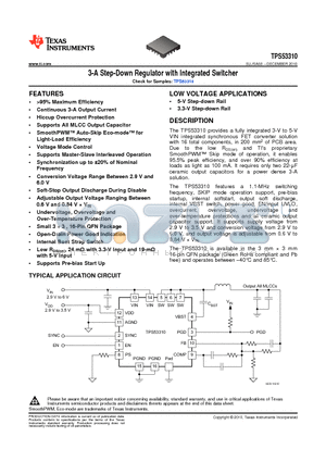 TPS53310 datasheet - 3-A Step-Down Regulator with Integrated Switcher