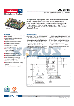 UQQ-15/7-Q12P-C datasheet - Wide Input Range Single Output DC/DC Converters