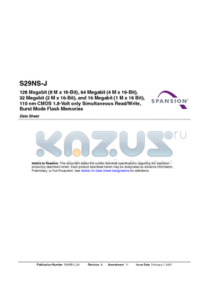 S29NS032J0LBJW000 datasheet - Burst Mode Flash Memories