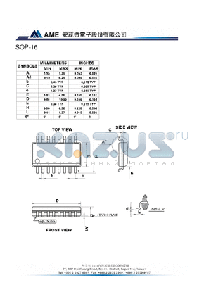 SOP-16 datasheet - A : MIN 1.35 MAX 1.75  A1 : MIN 0.10 MAX 0.25