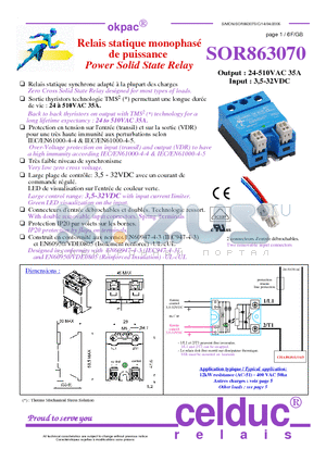 SOR863070 datasheet - Power Solid State Relay