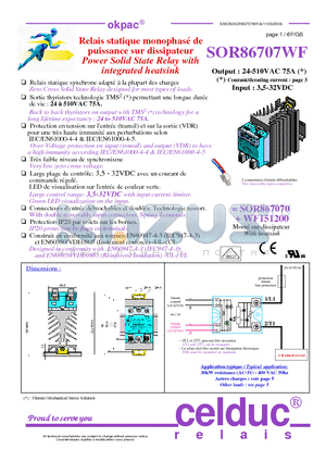 SOR86707WF datasheet - Power Solid State Relay with integrated heatsink