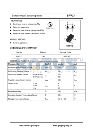 SOT-143 datasheet - Surface mount switching diode