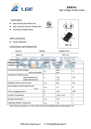 SOT-143 datasheet - High Voltage Double Diode