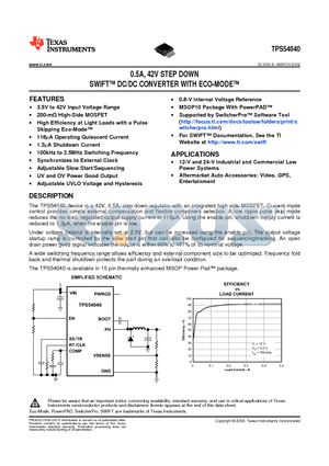 TPS54040_10 datasheet - 0.5A, 42V STEP DOWN SWIFT DC/DC CONVERTER WITH ECO-MODE