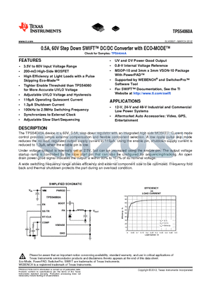 TPS54060ADRCT datasheet - 0.5A, 60V Step Down SWIFT DC/DC Converter with ECO-MODE
