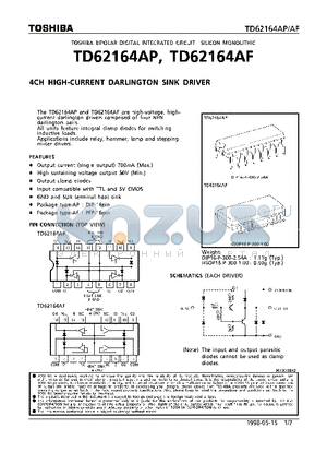 TD62164 datasheet - 4CH HIGH-CURRENT DARLINGTON SINK DRIVER