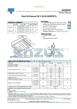 SIZ300DT_12 datasheet - Dual N-Channel 30 V (D-S) MOSFETs