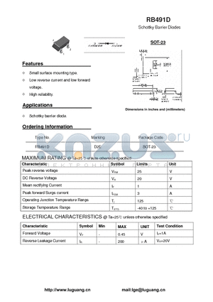 SOT-23 datasheet - Schottky Barrier Diodes