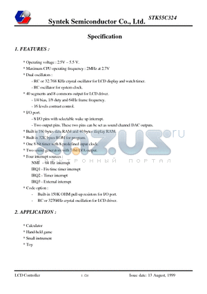 STK55C324 datasheet - LCD Controller