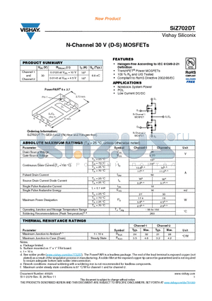 SIZ702DT_12 datasheet - N-Channel 30 V (D-S) MOSFETs