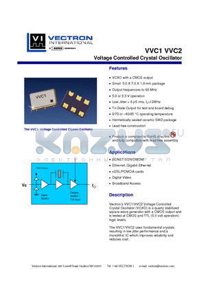 VVC1-BGE datasheet - Voltage Controlled Crystal Oscillator