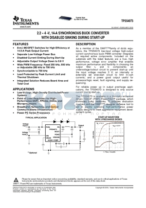 TPS54073PWPR datasheet - 2.2 - 4 -V, 14-A SYNCHRONOUS BUCK CONVERTER WITH DISABLED SINKING DURING START-UP