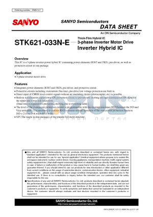 STK621-033N-E datasheet - 3-phase Inverter Motor Drive Inverter Hybrid IC