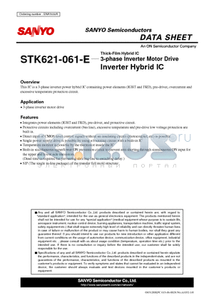 STK621-061-E datasheet - 3-phase Inverter Motor Drive Inverter Hybrid IC