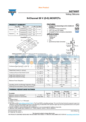 SIZ730DT_12 datasheet - N-Channel 30 V (D-S) MOSFETs