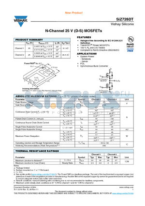 SIZ728DT_12 datasheet - N-Channel 25 V (D-S) MOSFETs