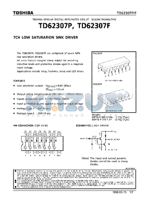 TD62307P datasheet - 7CH LOW SATURATION SINK DRIVER