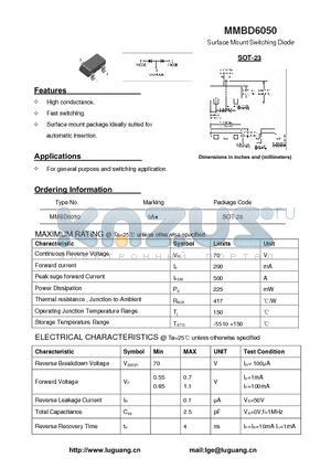 SOT-23 datasheet - Surface Mount Switching Diode