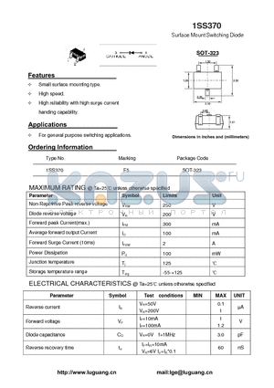 SOT-323 datasheet - Surface Mount Switching Diode