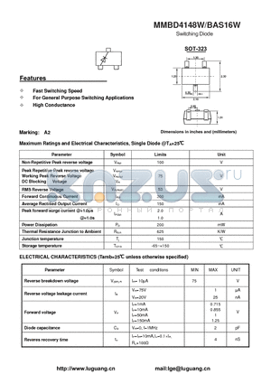 SOT-323 datasheet - Switching Diode