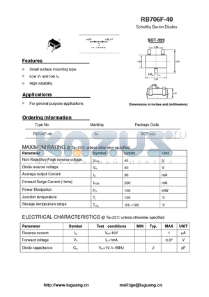 SOT-323 datasheet - Schottky Barrier Diodes