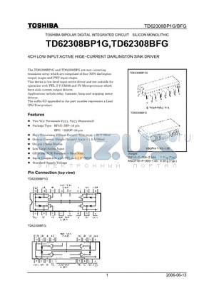 TD62308BP1G datasheet - 4CH LOW INPUT ACTIVE HIGE−CURRENT DARLINGTON SINK DRIVER